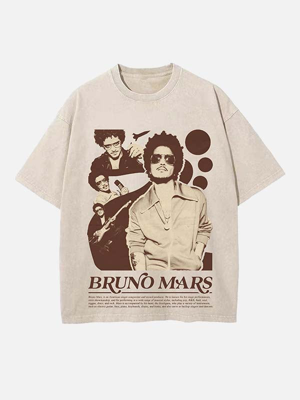 Bruno Mars Print Round Neck T-shirt