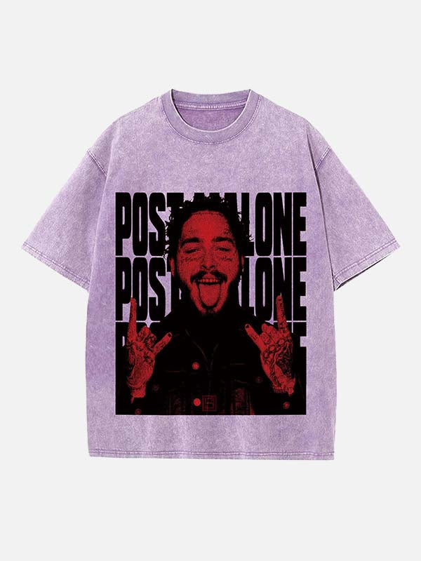 Post Malone Print Round Neck T-shirt
