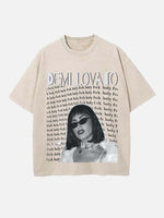 Demi Lovato Print Round Neck T-shirt