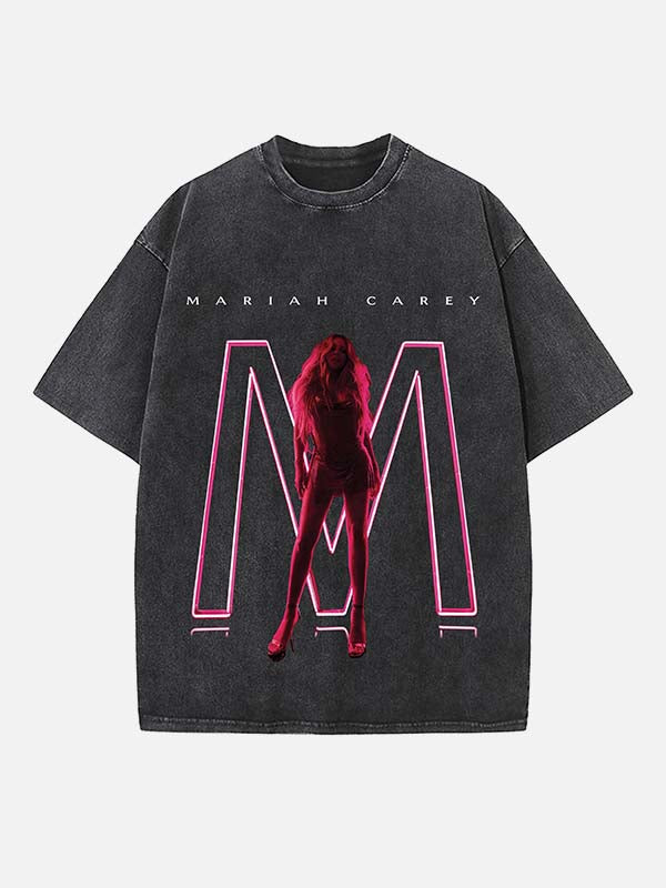 Mariah Carey Print Round Neck T-shirt