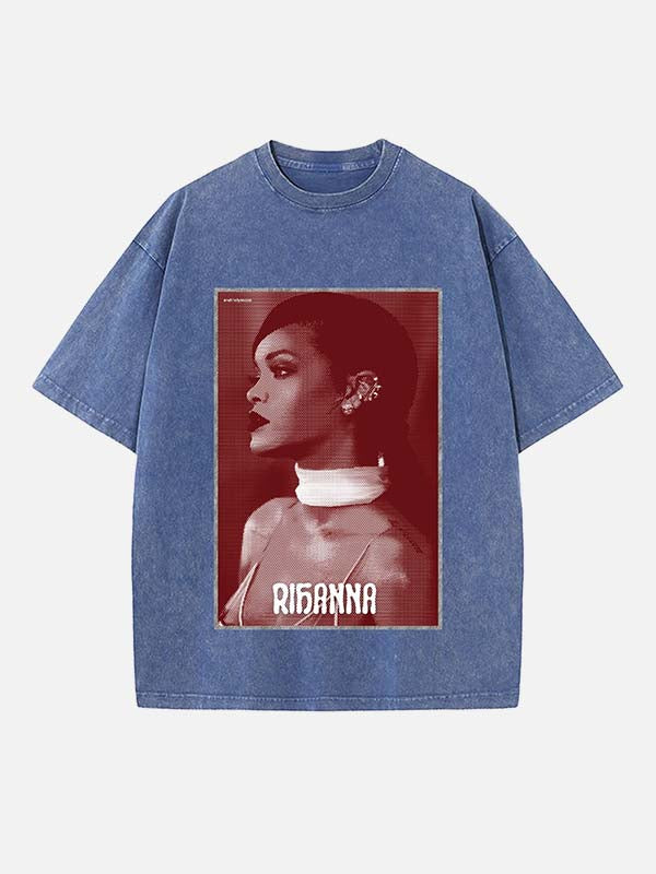Rihanna Print Round Neck T-shirt