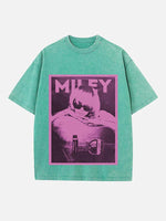 Miley Cyrus Print Round Neck T-shirt