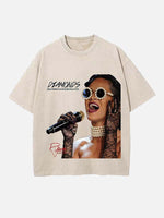 Rihanna Print Round Neck T-shirt