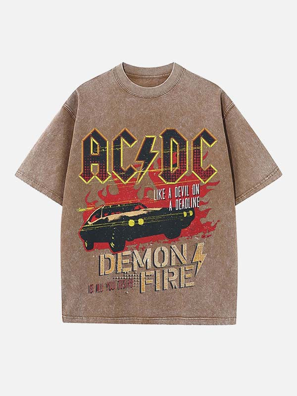 AC/DC Print Round Neck T-shirt