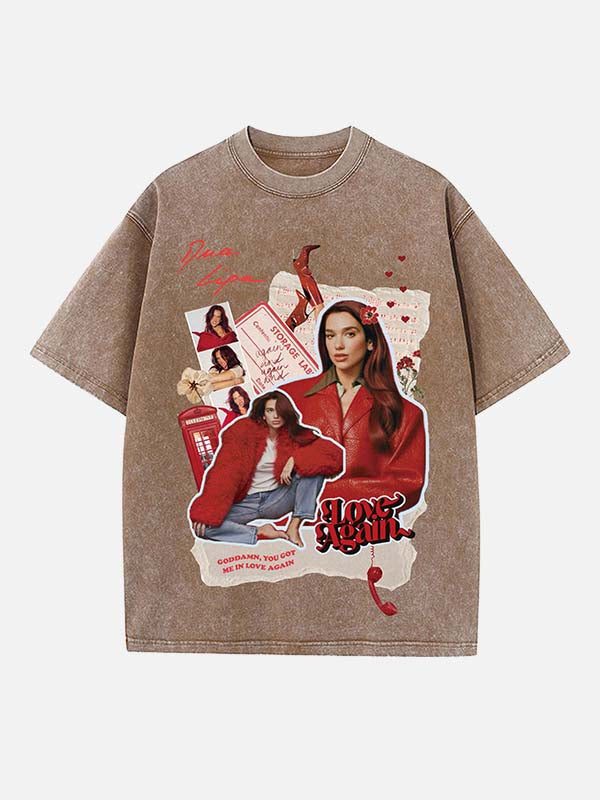 Dua Lipa Print Round Neck T-shirt
