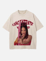 Rihanna Print Round Neck T-shirt