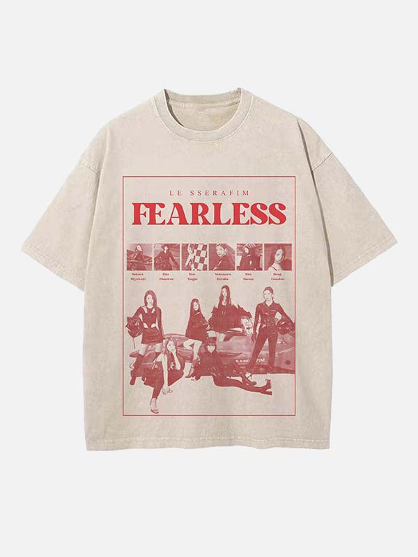 LE SSERAFIM Print Round Neck T-shirt