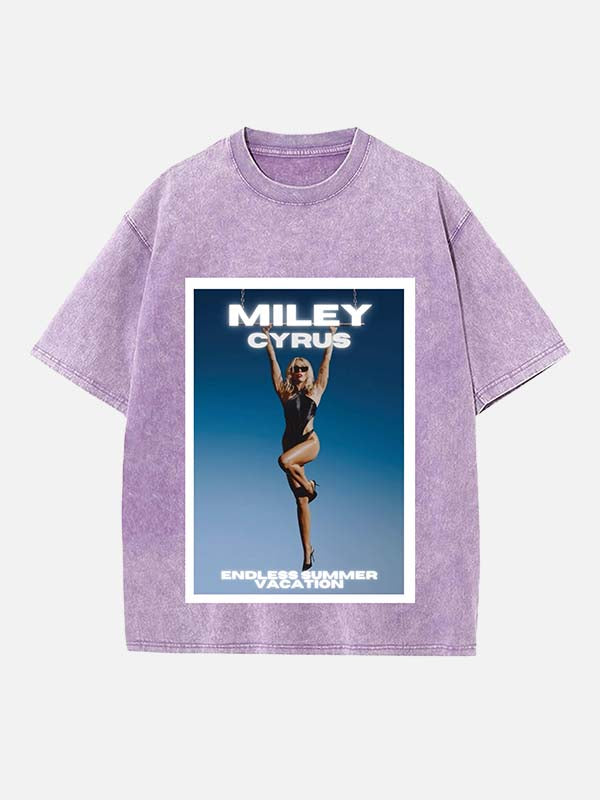 Miley Cyrus Print Round Neck T-shirt