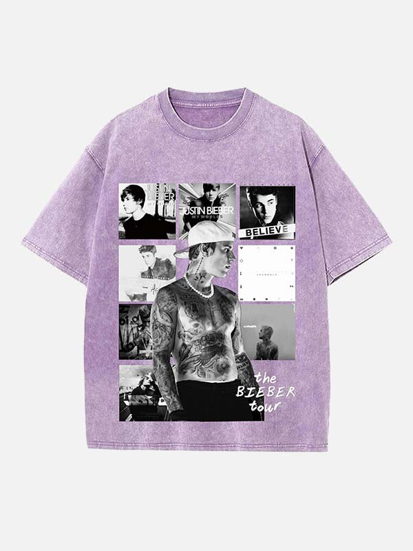 Justin Bieber Print Round Neck T-shirt