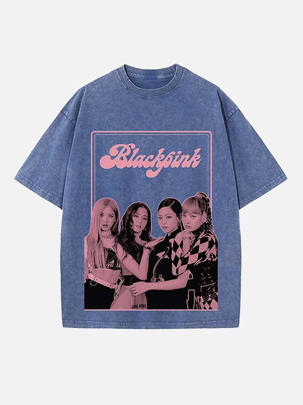 BLACKPINK Print Round Neck T-shirt