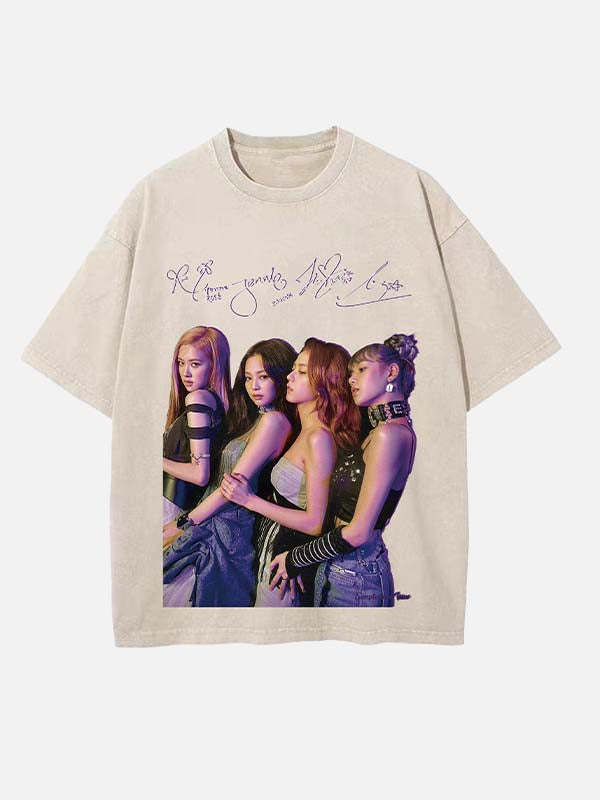 BLACKPINK Print Round Neck T-shirt