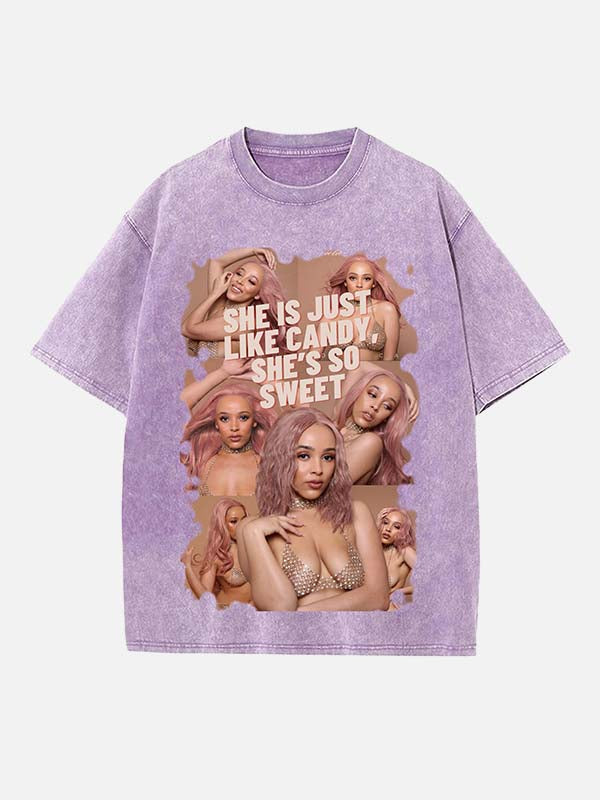 Doja Cat Print Round Neck T-shirt