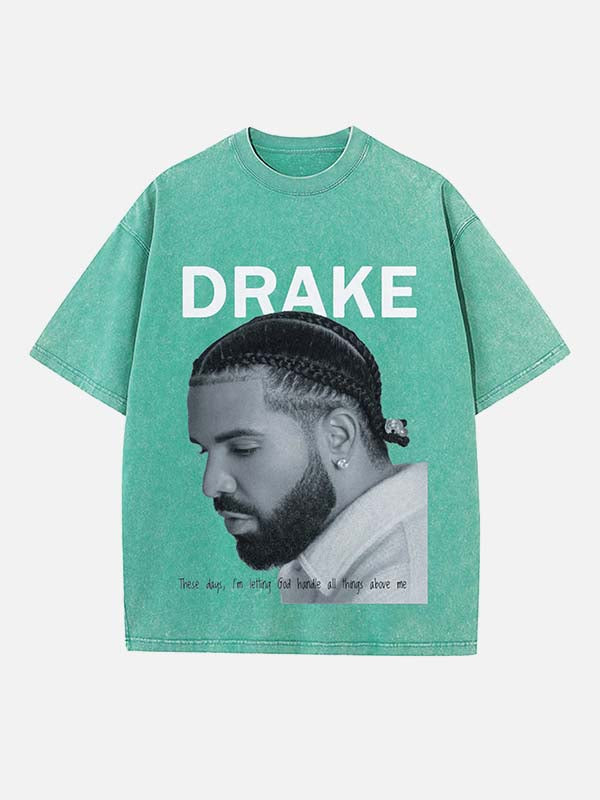 Drake Print Round Neck T-shirt