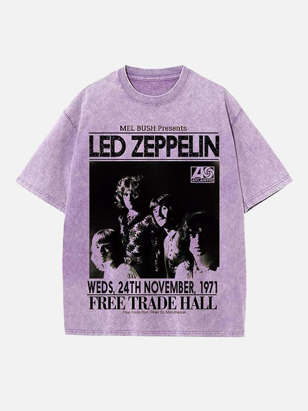 Led Zeppelin Print Round Neck T-shirt