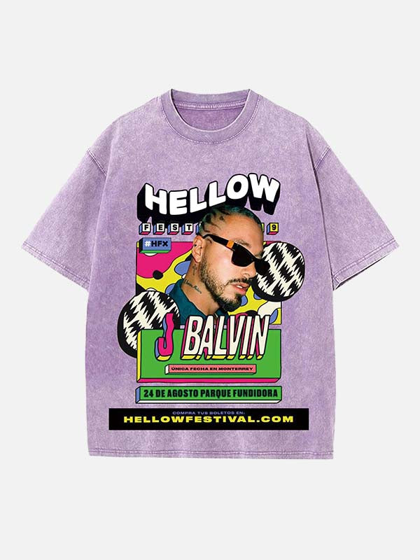 J Balvin Print Round Neck T-shirt