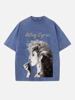 Miley Cyrus Print Round Neck T-shirt