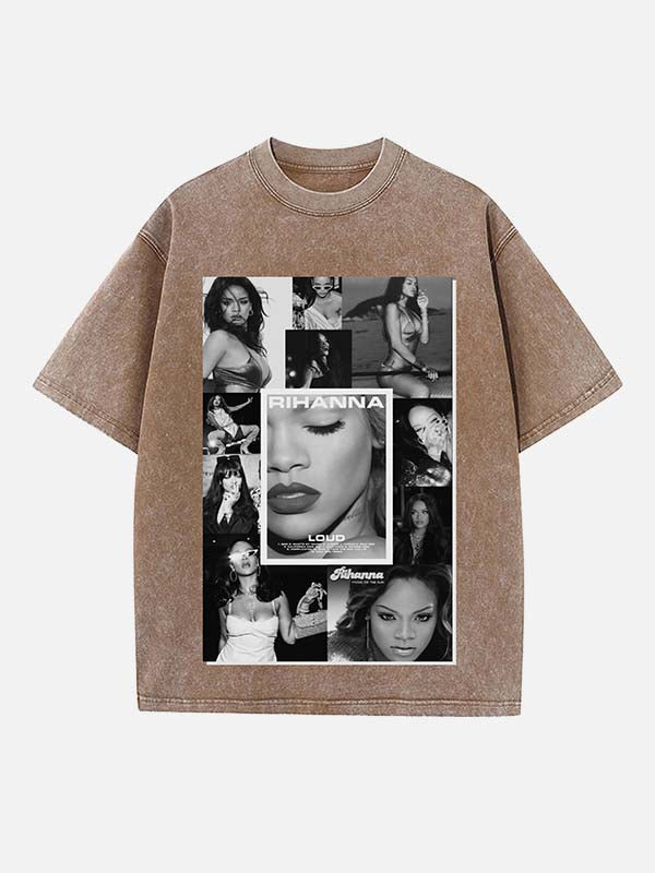 Rihanna Print Round Neck T-shirt
