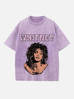 Whitney Houston Print Round Neck T-shirt