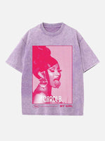 Cardi B Print Round Neck T-shirt