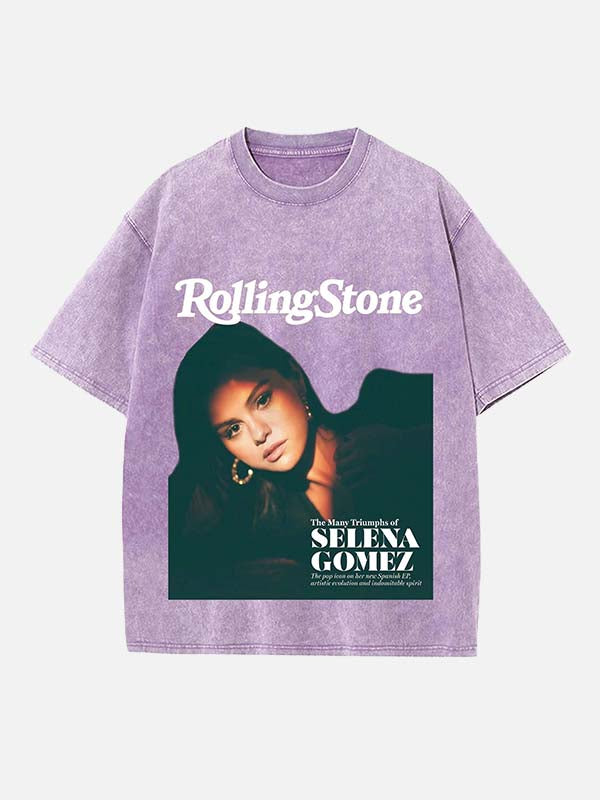 Selena Gomez Print Round Neck T-shirt