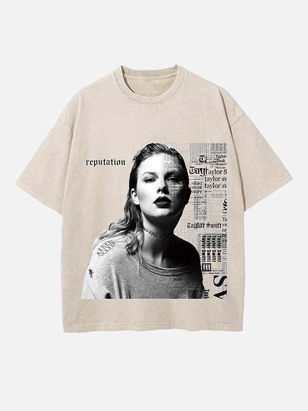 Taylor Swift Print Round Neck T-shirt