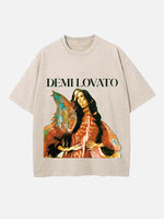 Demi Lovato Print Round Neck T-shirt