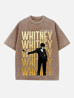 Whitney Houston Print Round Neck T-shirt