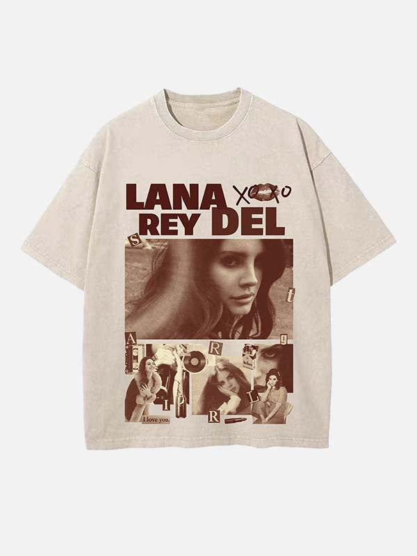 Lana Del Rey Print Round Neck T-shirt