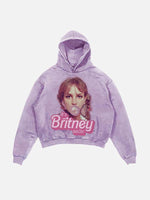 Britney Spears Print Slant Pockets Hoodie
