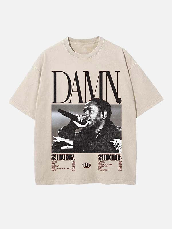 Kendrick Lamar Print Round Neck T-shirt