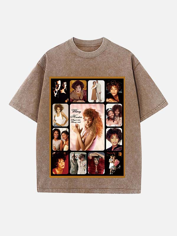 Whitney Houston Print Round Neck T-shirt