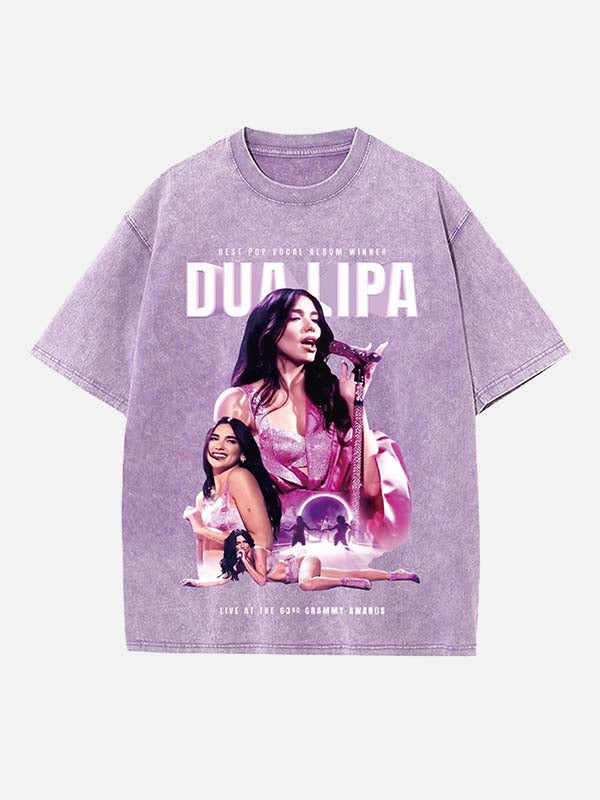 Dua Lipa Print Round Neck T-shirt