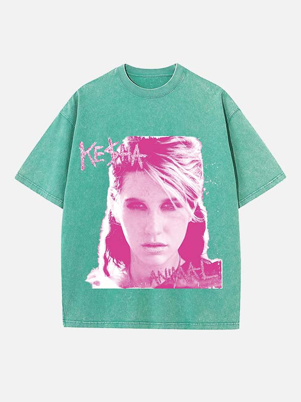 Kesha Print Round Neck T-shirt