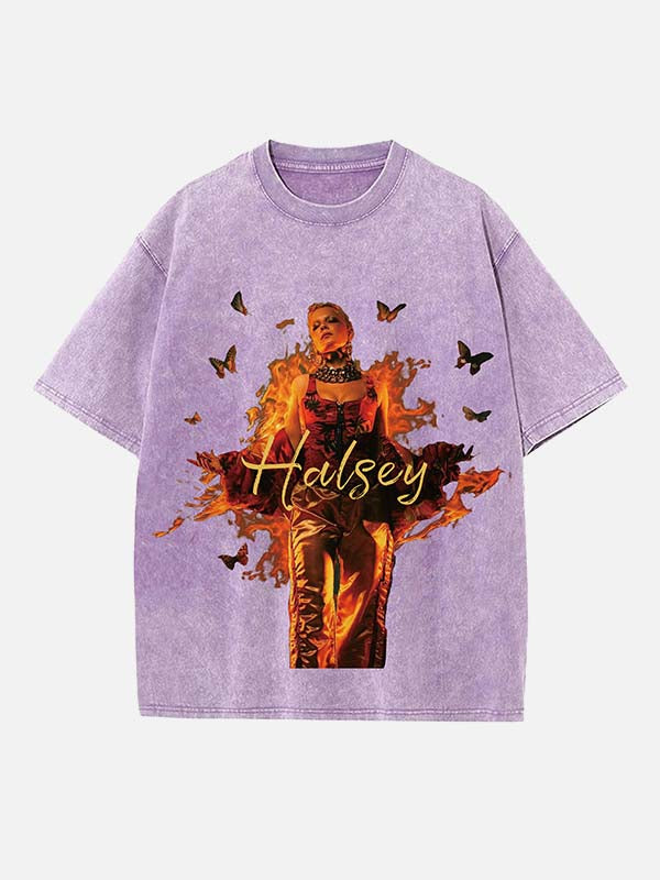Halsey Print Round Neck T-shirt