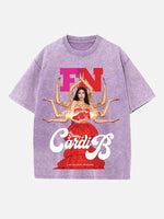 Cardi B Print Round Neck T-shirt