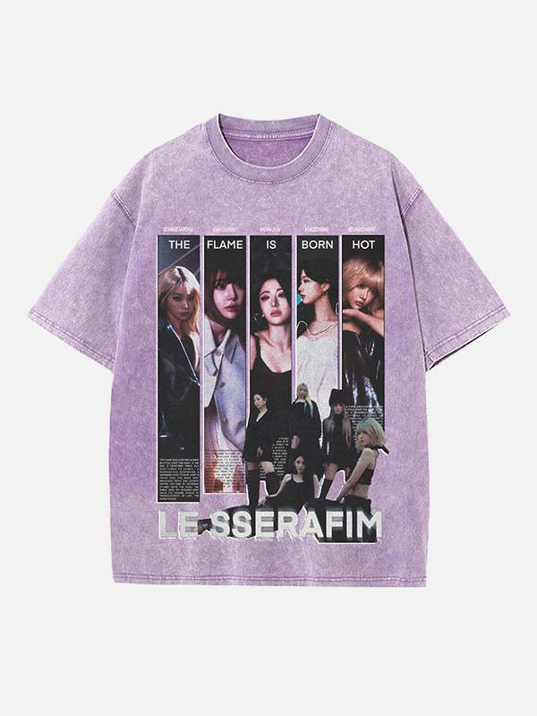 LE SSERAFIM Print Round Neck T-shirt