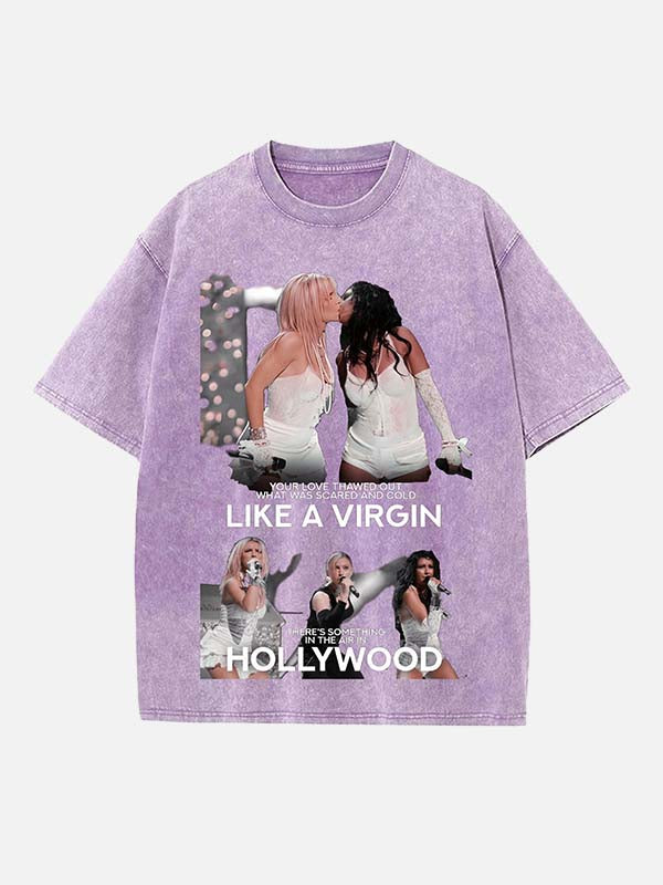 Britney Spears Print Round Neck T-shirt