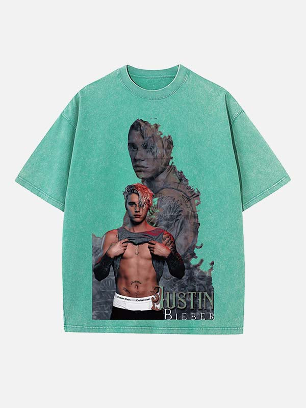 Justin Bieber Print Round Neck T-shirt