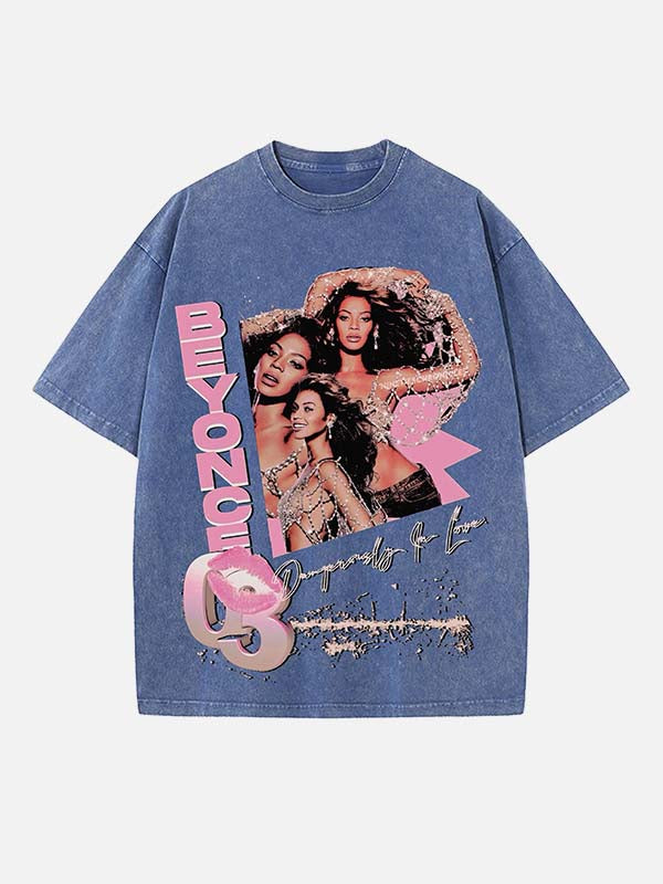 Beyoncé Print Round Neck T-shirt
