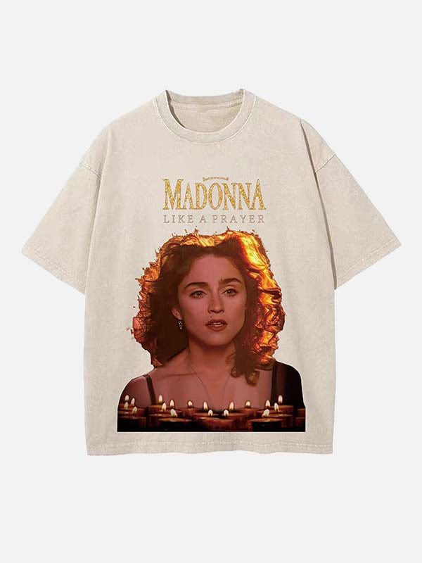 Madonna Print Round Neck T-shirt