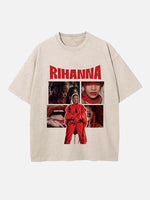 Rihanna Print Round Neck T-shirt