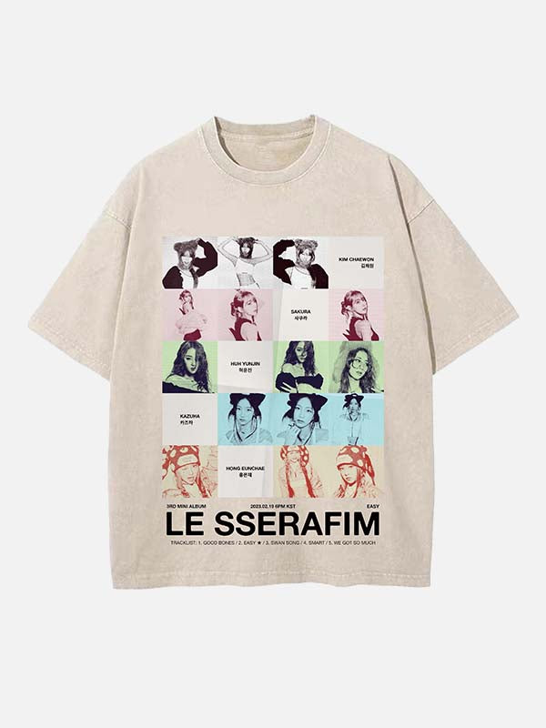 LE SSERAFIM Print Round Neck T-shirt