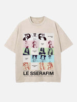 LE SSERAFIM Print Round Neck T-shirt