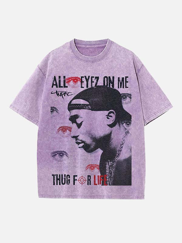2Pac Print Round Neck T-shirt