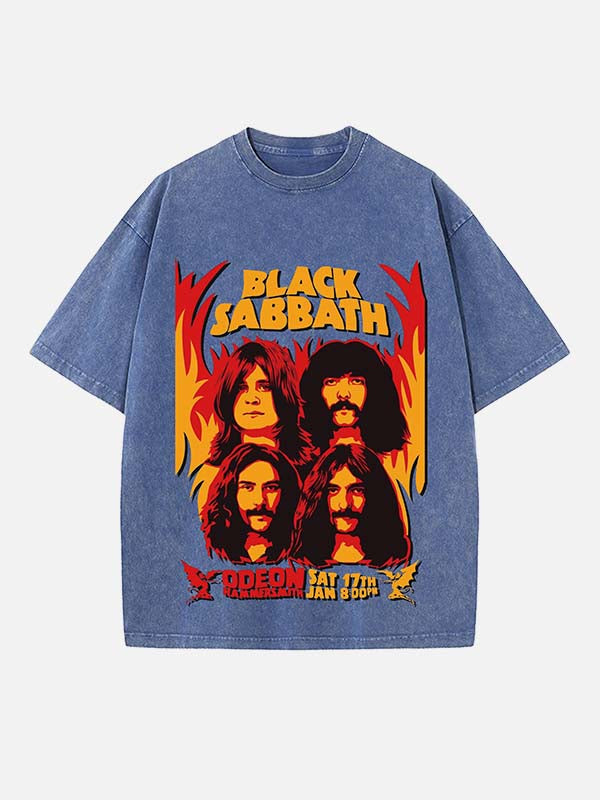 Black Sabbath Print Round Neck T-shirt