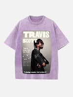 Travis Scott Print Round Neck T-shirt
