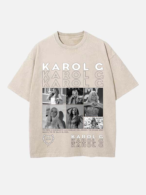 Karol G Print Round Neck T-shirt