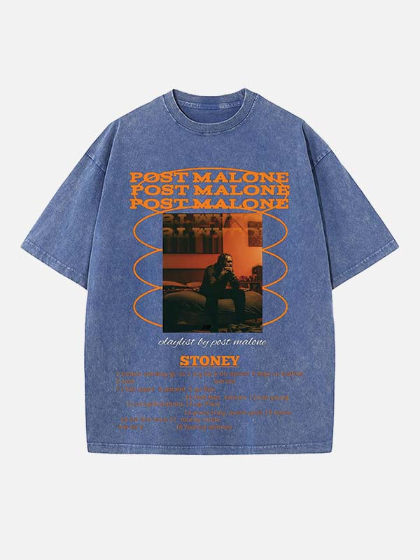 Post Malone Print Round Neck T-shirt
