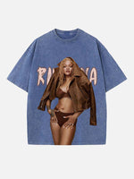 Rihanna Print Round Neck T-shirt