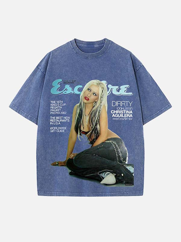 Christina Aguilera Print Round Neck T-shirt